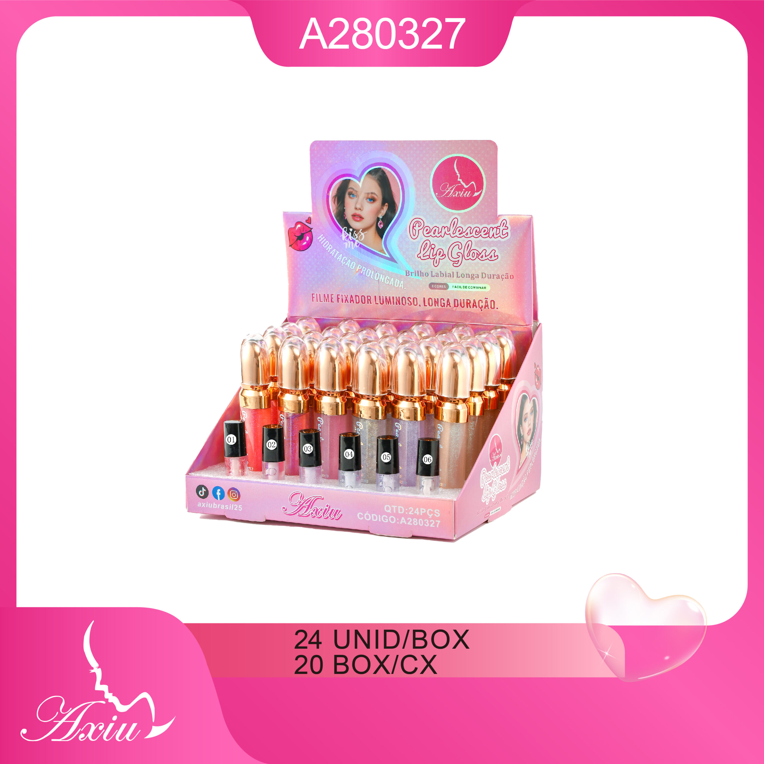 A280327-Brilho labial luminoso, hidratante e de longa duração